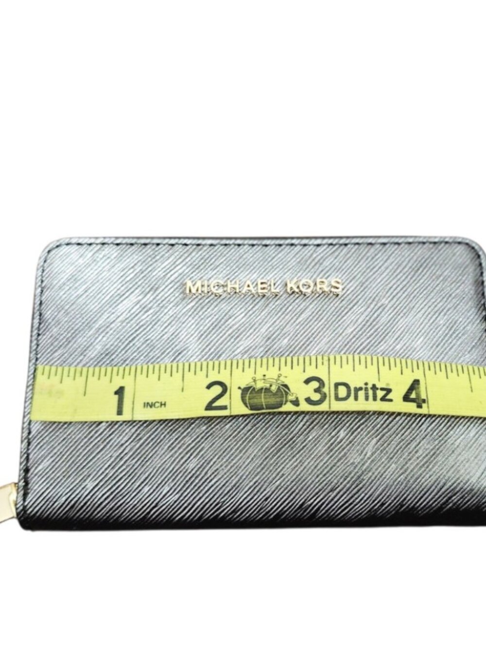 Michael Kors Jet Set Zip Around Wallet Small Saffiano Leather NWT Gold Logo - Picture 5 of 6